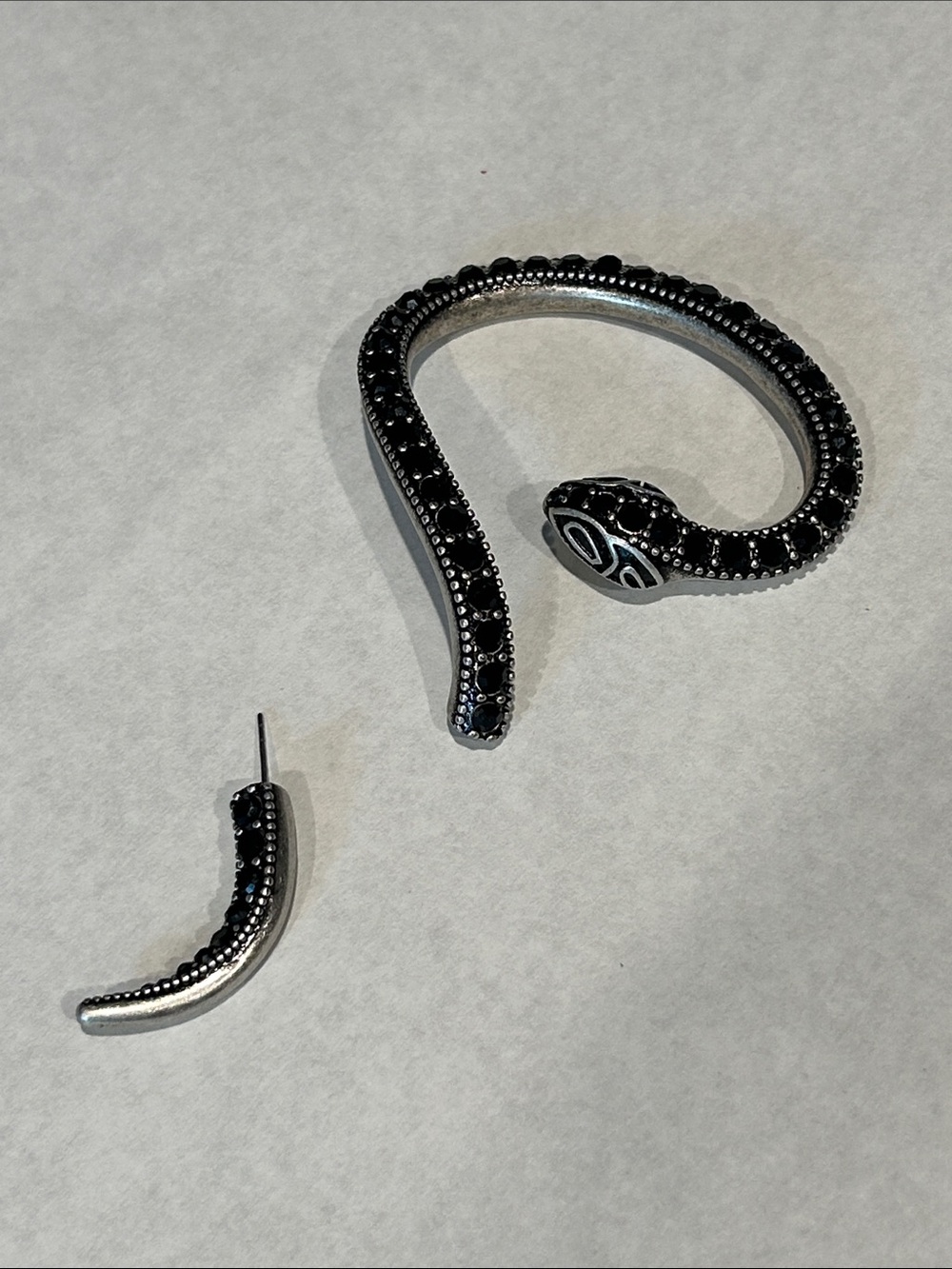 KILLSTAR Temptation gun Metal Snake Earring black paved stones new statement gem - Picture 4 of 6